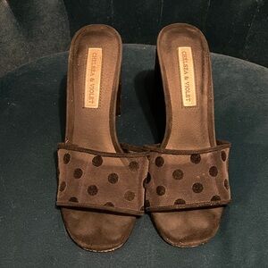 Chelsea & Violet Black Polka Dot Mules